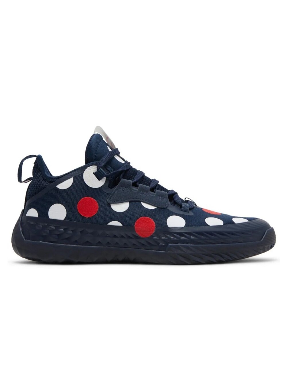 adidas Navy Athletic Shoes with White and Red Polka Dots